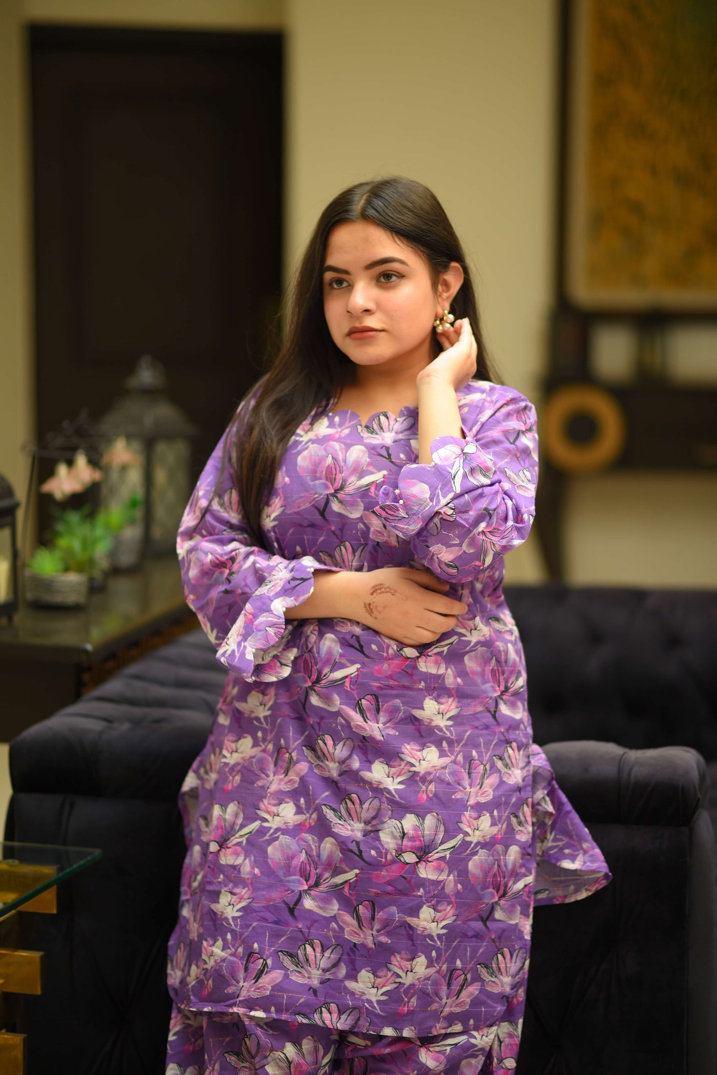 Bloom – Floral Round Kameez With Farshi Shalwar
