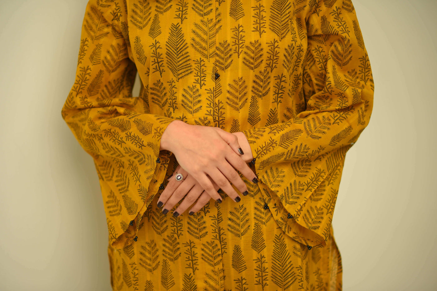 Mustard – Leaf Print Co-ord Set