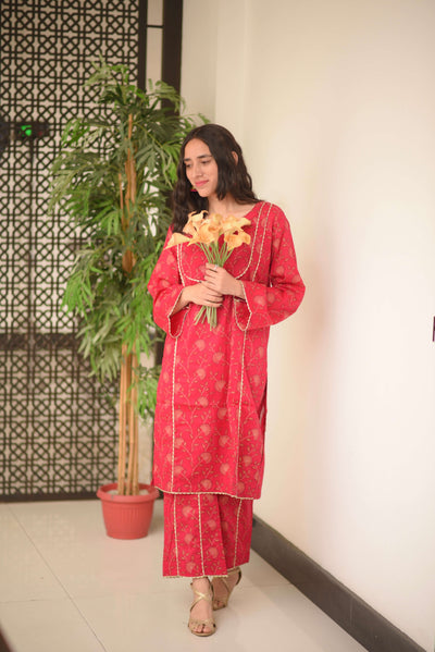 Roselle - Kurta with matching printed trouser